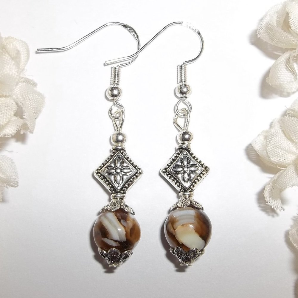 Brown Earrings Handmade Jewelry Dangle & Drop 5234
